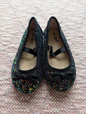 Cat & Jack Toddler Girls Sparkle Black Shoes Size 6